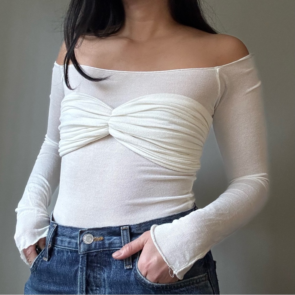 Off Shoulder Sheer Top